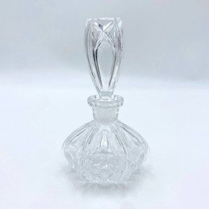 Vintage Clear Crystal Molded Glass Perfume Bottle with Stopper 6" Tall
